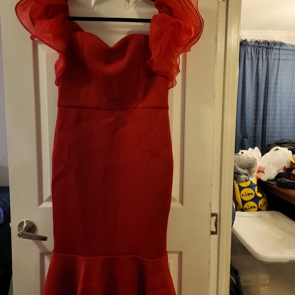 Elegant Red On/off Shoulder Dress